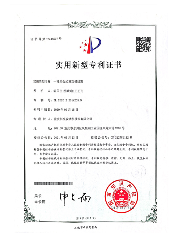 CN202022014205.9一種集合式發動機線束 